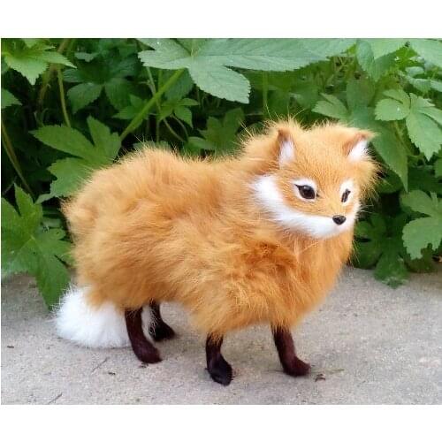 Simulation fox hard model,polyethylene&brown furry fur 16x12 cm toy 1443