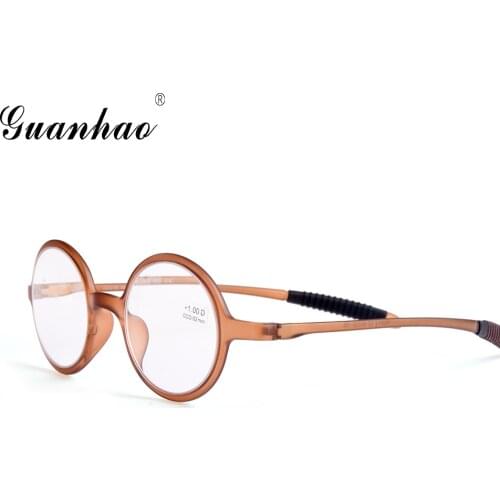 Guanhao Retro Ultralight Round Reading Glasses Man Women Resin Lens Clear Toughness Frame Spectacles Gafas Presbyopia 1.0 1.5