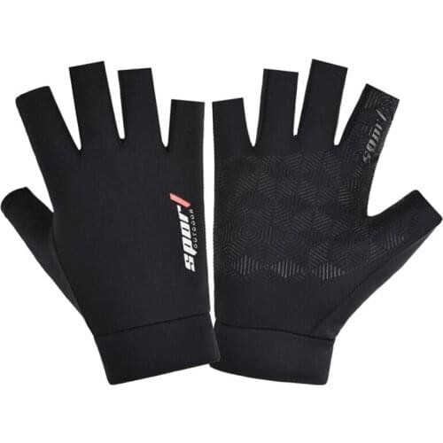 Unisex Ice Silk Fishing Gloves Non-Slip Breathable Ultrathin Half Finger Glove Outdoor Cycling Camping Bodybuilding Equipment
