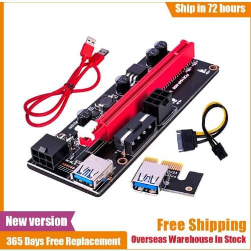 VER009 USB 3.0 PCI-E Riser VER 009S Express 1X 4x 8x 16x Extender Riser Adapter Card SATA 15pin to 6 pin Power Cable