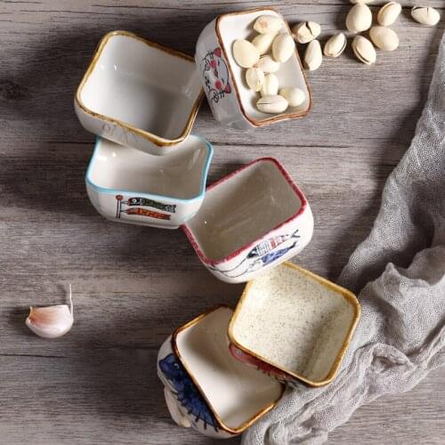 Japanese glaze under color tableware plate ceramic household lovely dipping dish creative soy sauce dish cartoon snack dish
