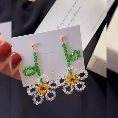 2021 Korean Fashion Jewelry Trend Gold Plated Hollow Crystal Rhinestone Flower Earrings Pendientes Mujer Stud Earrings For Women