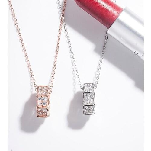 Snake shape full 925 sterling silver necklace simple happiness snake bone womens charm fashion personality light luxury jewelry