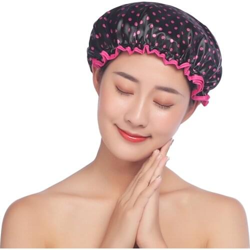 1Pcs Bathing Cap Polyester/PEVA Multicolor Shower Hats Waterproof Multi Purpose Double Layer Bathroom Products Hair Cover