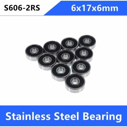 10/50pcs S606-2RS S606RS 6x17x6 mm ABEC-5 606 2RS RS Stainless Steel Deep Groove Ball bearing shielded S 606-2RS 6*17*6mm