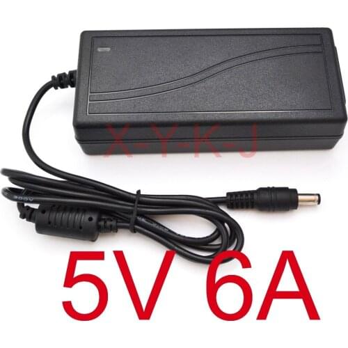 100PCS 5V 6A High quality IC solutions AC 100V-240V DC 5V 6A Switch power supply, 30W LED adapter, 5.5mmx2.1mm-2.5mm
