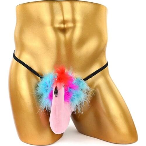 11 Styles Men Stretchable Colorful Big Bird G-string Panties Party Cartoon Penis Pouch Thong Underwear