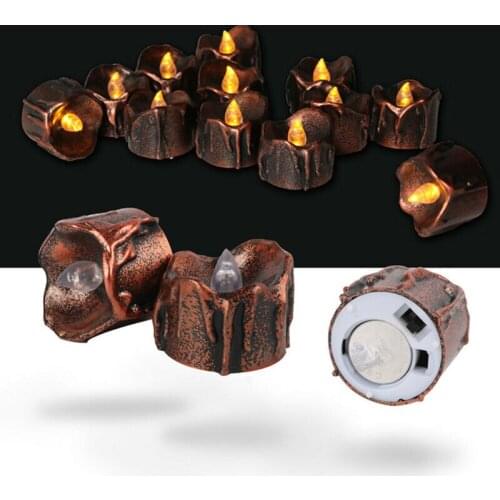 12/24Pcs led painted shell tearful electronic candles Candles Flameless Tea Lights For Christmas Halloween Wedding Decoration