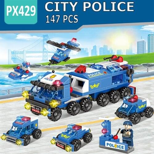 147PCS City Policeman Car Building Blocks Toys Army Figures Building Blocks Building Bricks Construction Toys For Children
