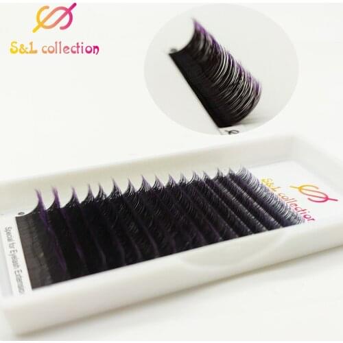 16Rows 2tone Color Ombre Purple C D CC DD L-0.07 7-15mm Dual Color Purple Volum Lash extension For Makeup Party Girl drop ship
