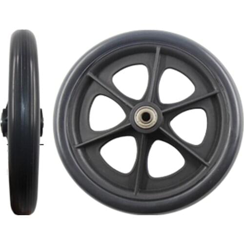 2Pcs Black 8inch front wheels for manual wheelchair, caster wheels color black