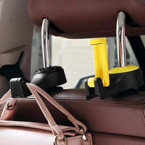 2 In 1 Car Headrest Hook With Phone Holder Car Seat Back Hanger for Handbag Grocery Foldble Clips Organizer Auto Fastener Clip