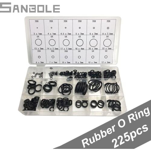 225 pcs Rubber O Ring O-Ring Washer Seals Watertightness Assortment Different Size With Plactic Box Kit Set
