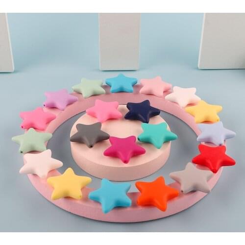 Kovict 30Pcs New Cute Star Silicone Beads Baby Molar Teether DIY For Pacifier Chain Necklace Accessories Chewable Nursing Toys