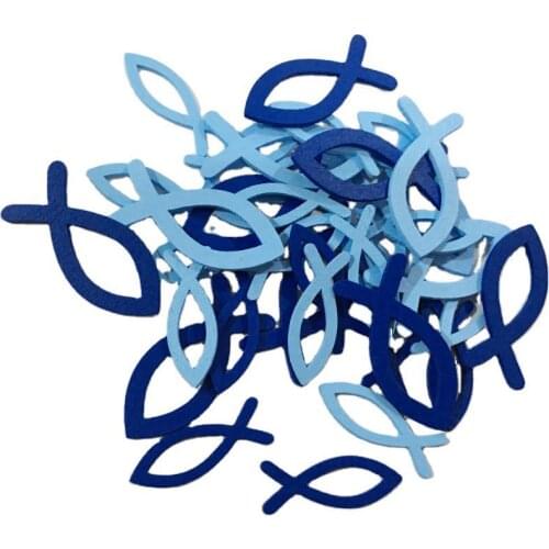 36pcs Wooden Coastal Wall Hanging Ornaments Wood Cut Outs Fish for Home Nursery Kindergarten Wall Decor Crafts