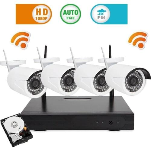 4CH Wireless 1080P NVR Kit Plug and Play 960P HD Outdoor Night Vision Security Camera IP WIFI Surveillance CCTV System +1TB HDD