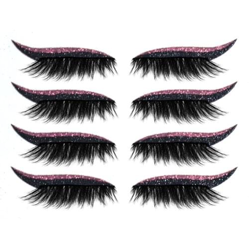 4 Pair Reusable False Lashes Eyeliner And Eyelash Stickers 7 Color Waterproof Eyeliner Eyelash Stickers Easy To Use And Remove