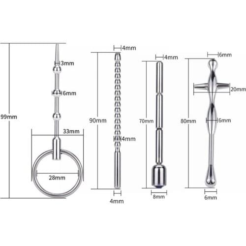 4 Sizes One Stainless Solid Urethral Sounds Urethral Sounding Plug for Men Beginner