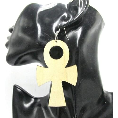 6pairs/lot Unfinished Ankh Wood Earrings
