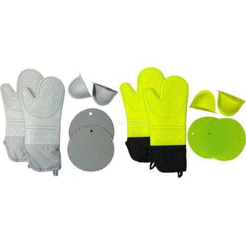 6pcs Oven Gloves Cooking Pot Holder Heat Resistant Mitt Mittens Potholder