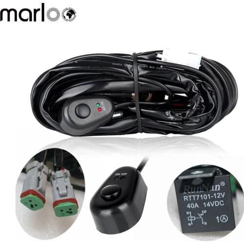 Marloo 2 Leg Off Road ATV/ Car LED Light Bar Wiring Harness 12 Voltage - 40 Amp Relay ON/OFF Switch For LED Work Light Bar Lamp