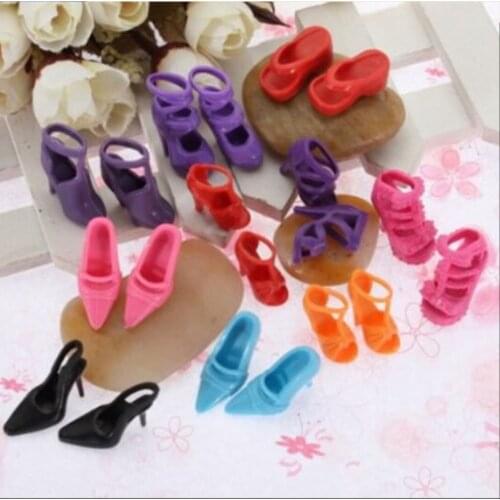 Besegad 10 Pairs Fashion Doll Shoes Mix style High Heels Sandal Boots Stage Dance Accessories for Barbie Doll Baby Xmas DIY Toy