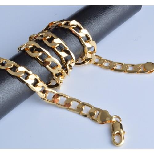 Noble 18K gold Necklaces 20 Inches Classic 8MM sideways chain Necklace for Men high quality Jewelrys Gifts Wedding party