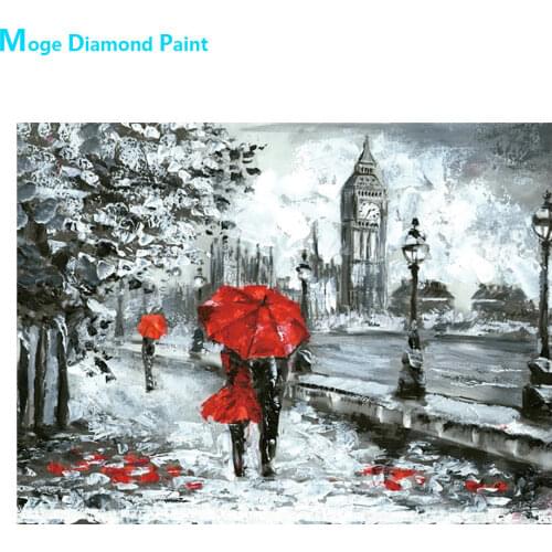 Black and White Street View of Big Ben Diamond Painting Round Full Drill Portrait Scenic DIY Mosaic Embroidery 5D Cross Stitch