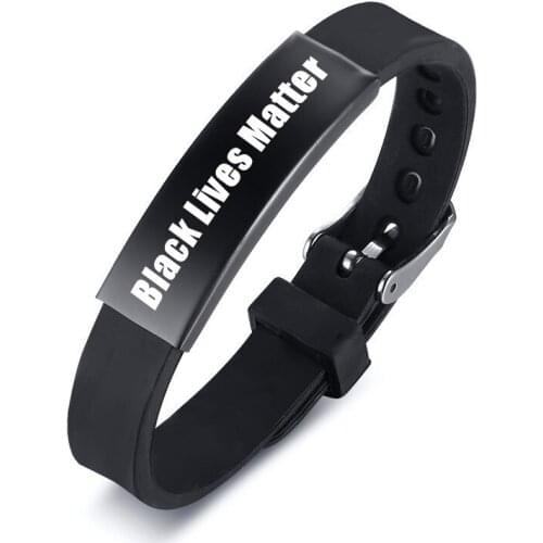 Black Lives Matter Silicone Wristband Custom Black Silicone Rubber Bracelet Bangles For Men Women Name Gifts
