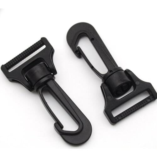 40pcs C-606 black 25mm 1inch plastic spring snap clip hooks carabiner for backpack swivel snap hook paracord strap hooks