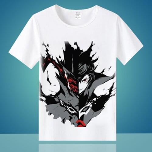 New Anime Persona 5 T-shirt Cosplay p5 Joker T Shirt Game Casual Polyester Men Tshirt Tees
