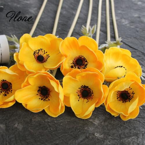 Flone Mini Artificial Poppies Branch PU Simulation Flowers Branch Poppies Fake Flowers Wedding Home Office Party Decor Art