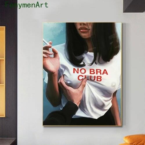 Smoking Girl Canvas Painting Modern Wall Art Picture Abstract Poster Prints Bar Club Home Living Room Bedroom Decoration