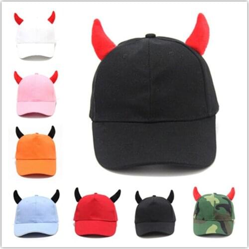Hat Logo Embroidered Baseball Cap Cosplay mens and womens canvas devil horn hat sun hat