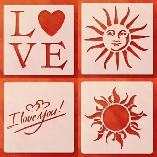 4pc Stencil Sun Flower Decor DIY Walls Layering Painting Template Scrapbook Coloring Embossing Office School Supplies Reusable