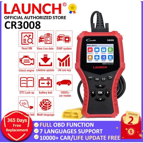 LAUNCH Creader 3008 Scanner support full obd2 Battery tester function CR3008 OBDII code reader PK KW850 NT301 AD410 ELM327