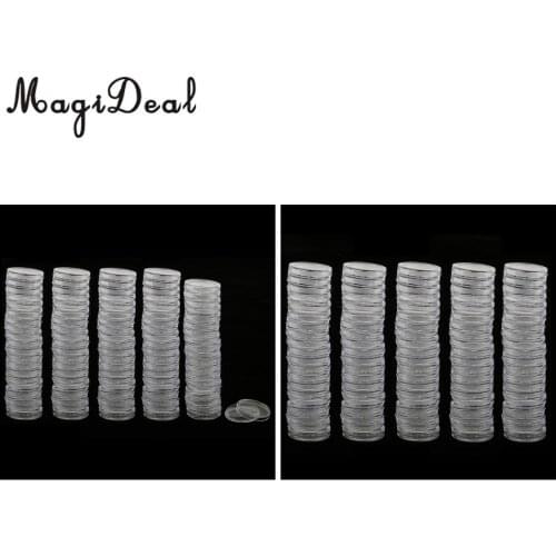 MagiDeal 200pcs Clear Round Plastic Coin Capsules Container Storage Holder Case 22mm