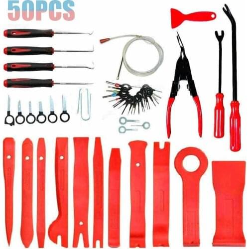 19/43/50Pcs Auto Trim Removal Tools Kit,Car Panel Dash Radio Removal Installer Pry Tools Kit,Fastener Remover Pry Bar Scraper