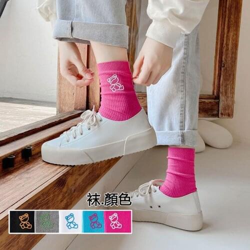 2021 Autumn Winter New Socks Women Mid-Calf Cotton Socks Japanese Cute Bear Socks Long tube Womens Socks Ins Fashion kawaii