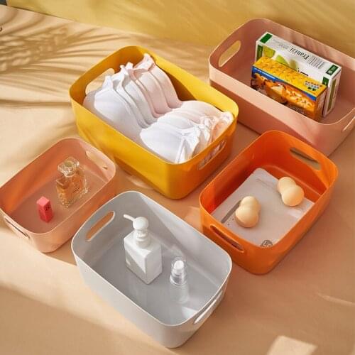 Plastic Storage Basket Organizer Environmental Desktop Plastic Storage Box with Handle Snack Book Household Kitchen Sorting Box