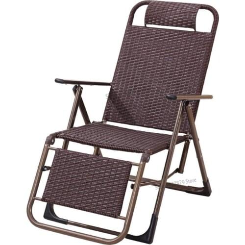 Wicker chair rattan lounge chair folding lunch break wicker chair siesta balcony home leisure chair old chair backrest lazy chai