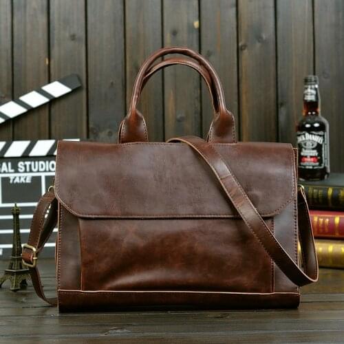 Men Briefcase PU Leather Laptop Bag Business Mens Bag Computer Briefcase Office Handbag Male XA265ZC