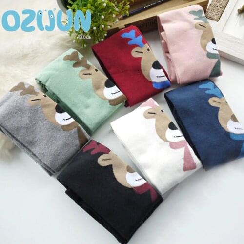 Retail New Spring Style children girls cotton pantyhose cartoon Deer head pattern girls tight high quality 7 color 2-10 years