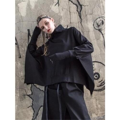 Spring and Autumn high-necked Bat Sleeves Womens wear BF wind short jacket Harajuku Wind Leisure