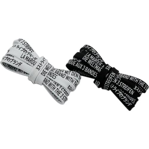 Coolstring 7MM Silk Screen Multilingual Letter Printing Lacet Double Layer Polyester Shoelace Unique Personality Canvas Cordones