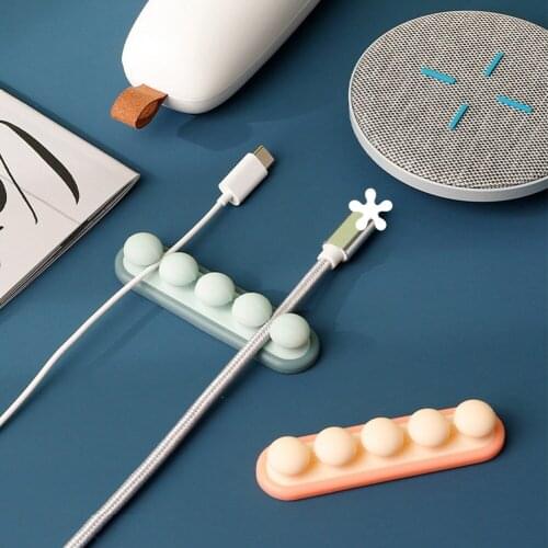 Silicone 4 Slots Cable Winder Cord Organizer Wire Storage Charger Cable Holder Clips Management For Headset Accessories & Parts