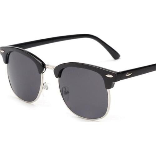 ZXTREE Retro Sunglasses Women Half Metal Black Glasses Design Unisex Color Film Reflective Lens Sunglasses Men UV400 oculos Z49