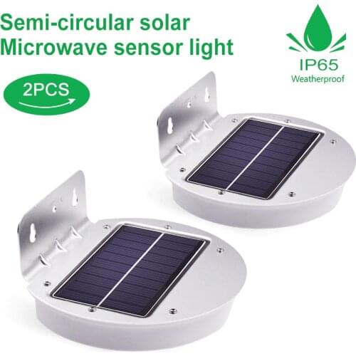 Solar Lights Outdoor 260lm 28 Leds Wireless Waterproof Microwave Sensor Security Light Lamp for Wall Back Yard Garage Garden