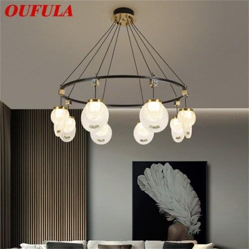 OUFULA Contemporary Pendant Light Luxury Brass LED Lamp Fixtures For Home Dining Living Room Decoration