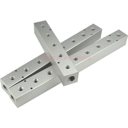 40x40mm G1/2" In x 1/4" BSP Female 2 3 4 5 6 7 8 9 10 12 Ways 4-14 Ports Solid Aluminum Air Manifold Block Splitter